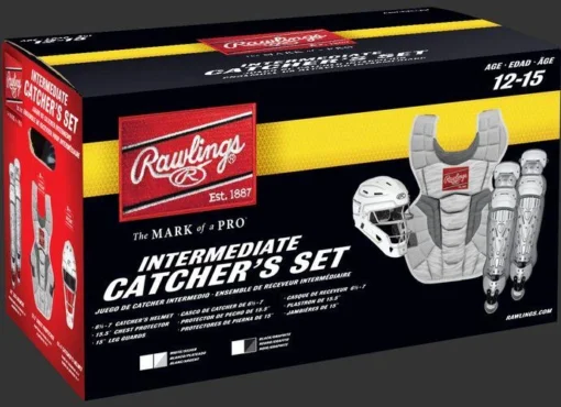 Rawlings Intermediate White/Silver VELO 2.0 Catcher's Gear Box Set: CSV2I-W/SIL -Rawlings Shop CSV2I 1