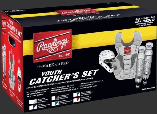 Rawlings Youth White/Silver VELO 2.0 Catcher's Gear Box Set: CSV2Y-W/SIL -Rawlings Shop